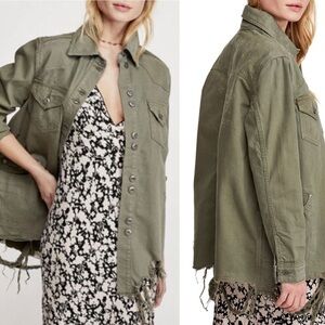 Free people moonchild distressed Olive shirt jacket Size XS
